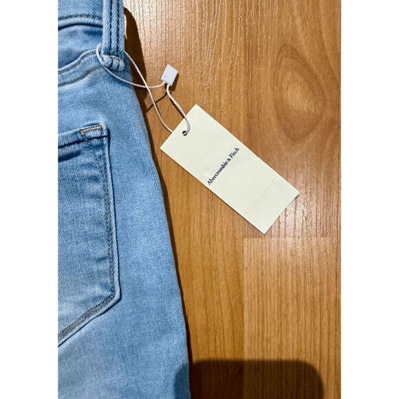 Abercrombie & Fitch Women’s The Super Skinny Mid-Rise Distressed Jeans Blue - Picture 3 of 7